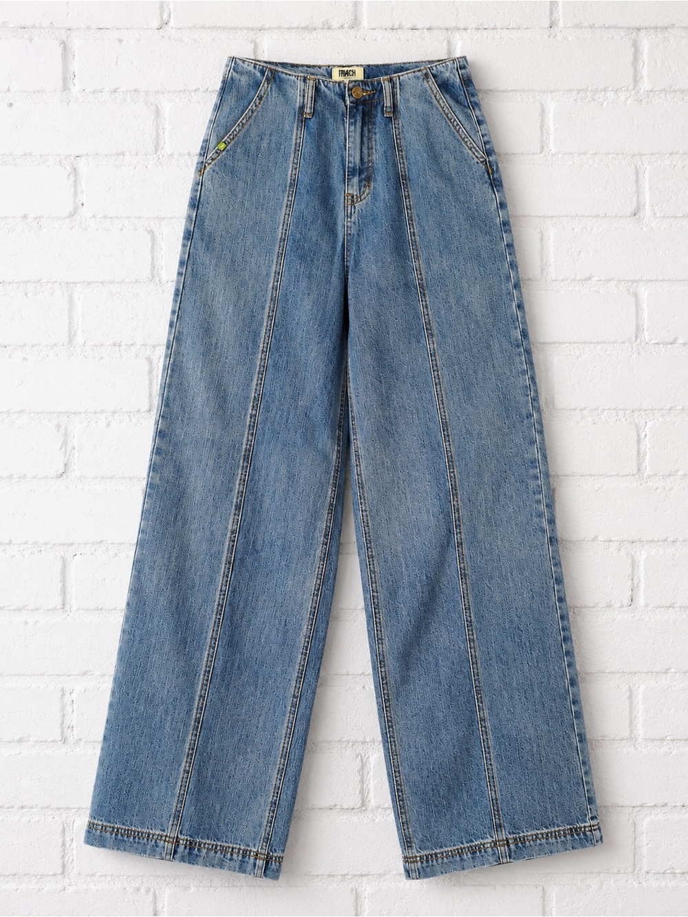 FRNCH Paris Jeans Womens Size 27 Blue Wide Leg High Rise Seam Front Denim Pants